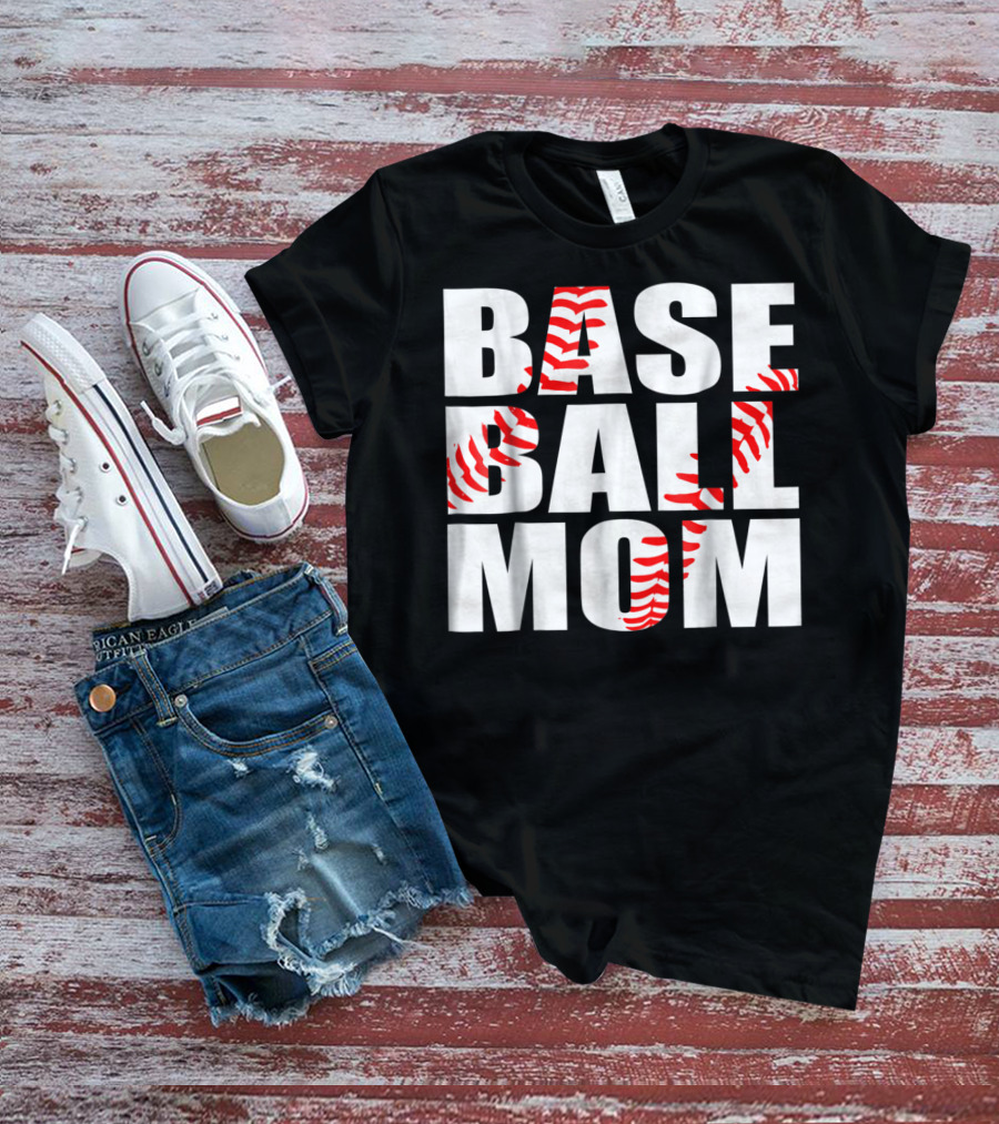 BASEBALL MOM BASEBALL STITCH T-Shirt