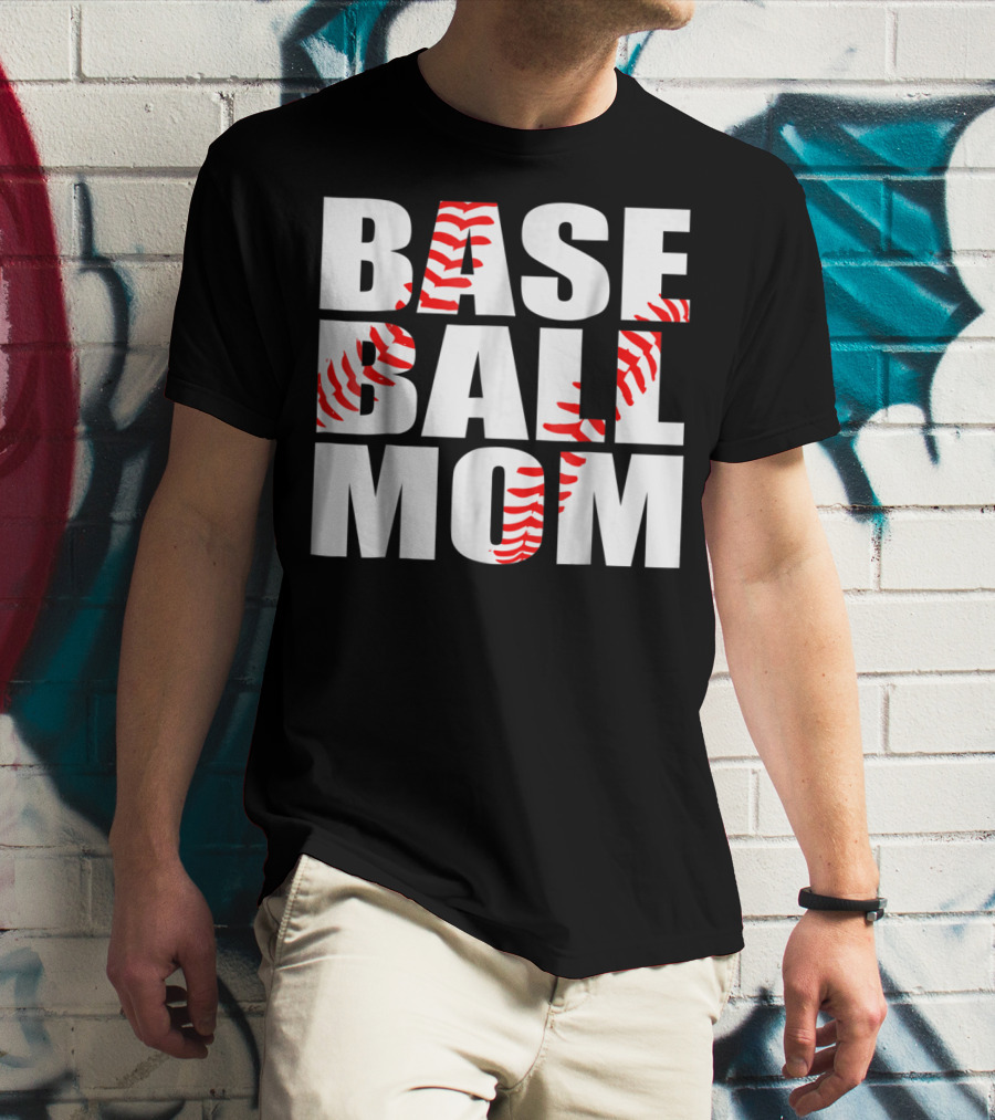 BASEBALL MOM BASEBALL STITCH T-Shirt