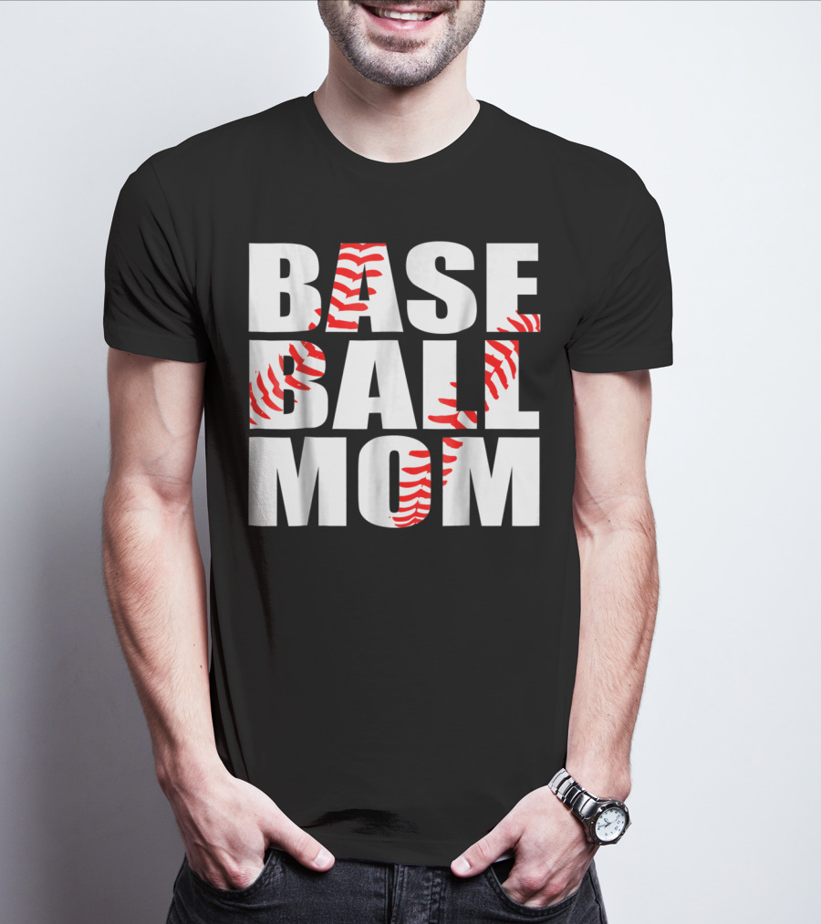 BASEBALL MOM BASEBALL STITCH T-Shirt