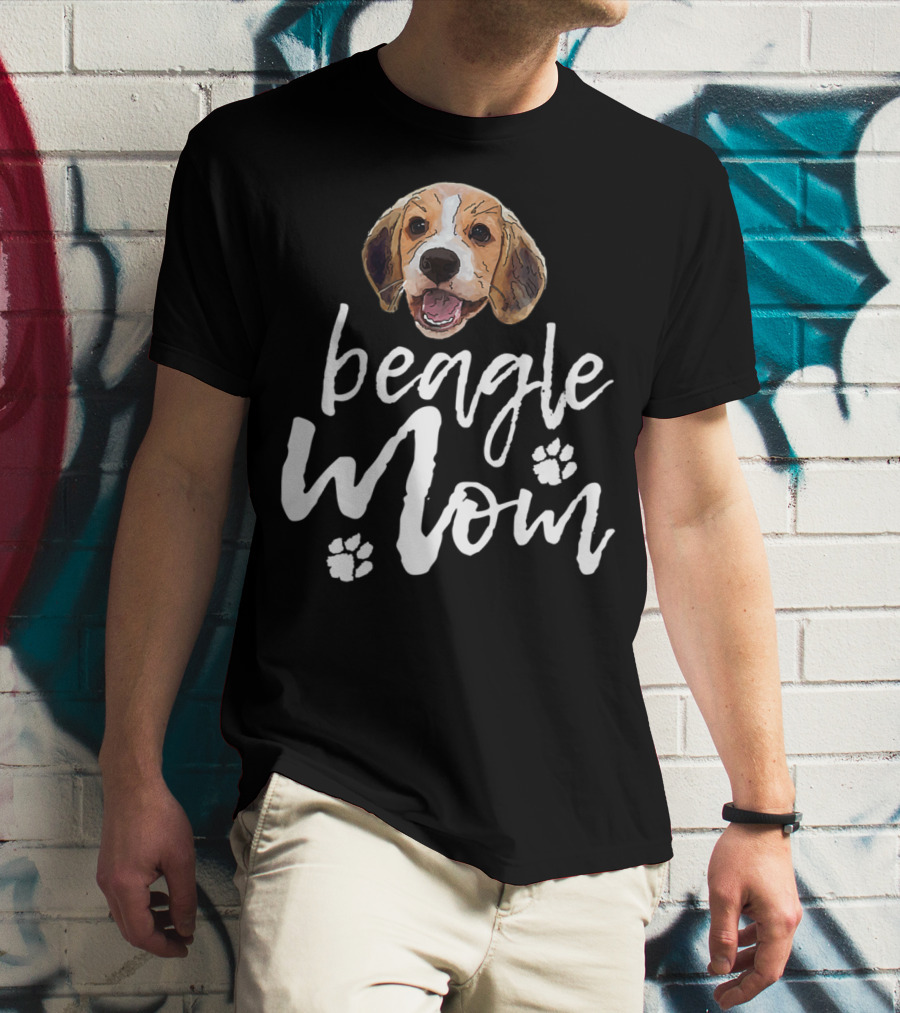 Beagle Mom Cute Dog Face Paw Prints T-Shirt