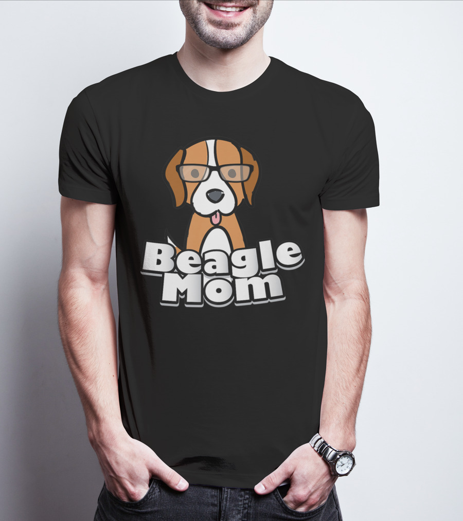 Beagle Mom Cute Dog With Glasses T-Shirt