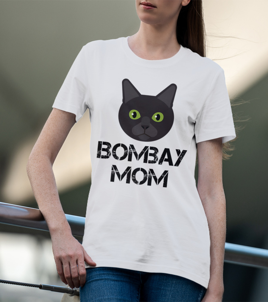 Bombay Mom Cat Owner Black Cat Face T-Shirt