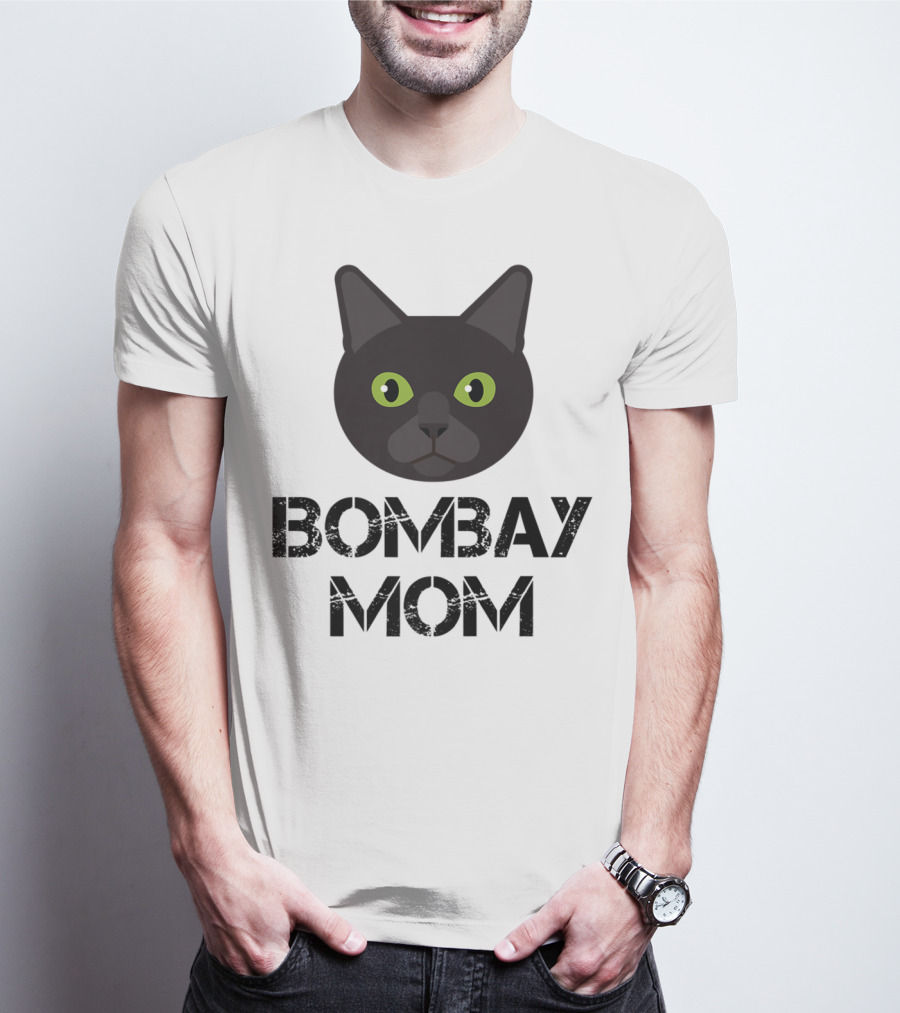Bombay Mom Cat Owner Black Cat Face T-Shirt