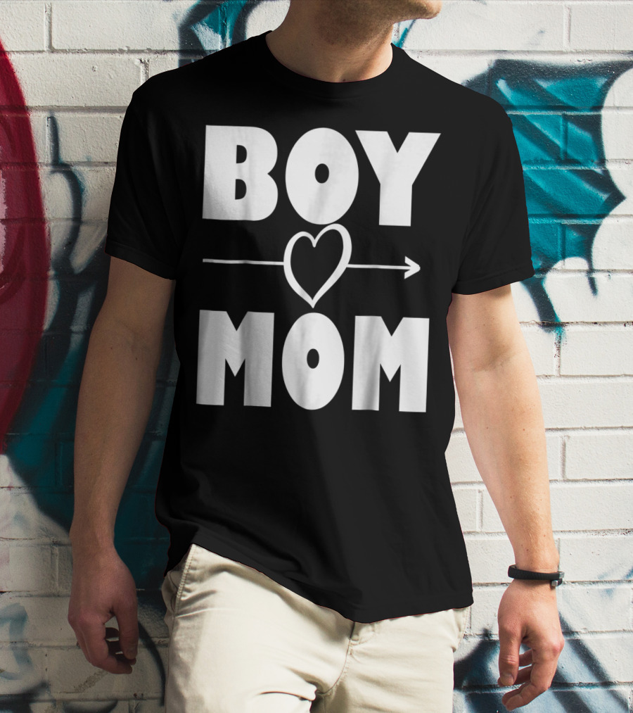 BOY MOM Heart With Arrow T-Shirt