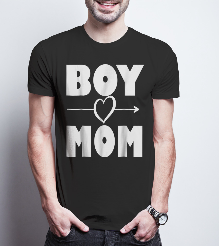 BOY MOM Heart With Arrow T-Shirt