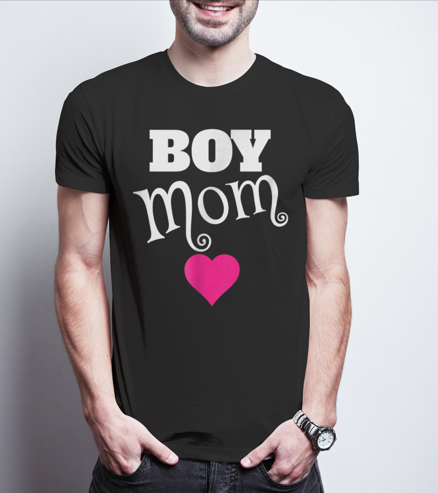 Boy Mom Heart Love My Boys Mother T-Shirt