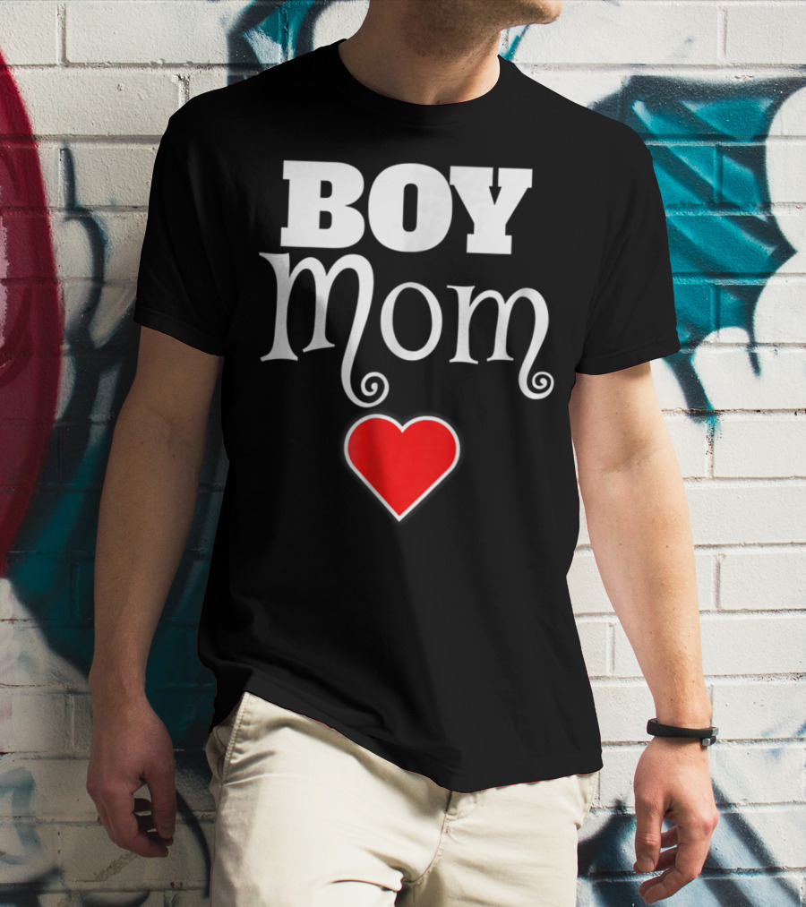 Boy Mom Heart Love My Boys Mother Of Boys T-Shirt