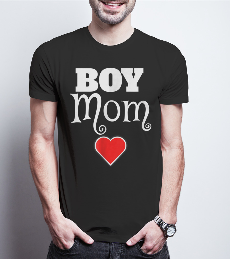 Boy Mom Heart Love My Boys Mother Of Boys T-Shirt