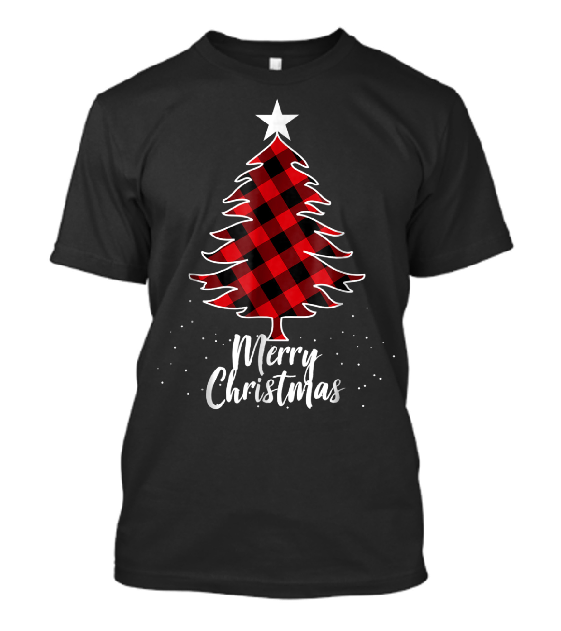 Merry Christmas Buffalo Plaid Tree Daddy And Kids T-Shirt