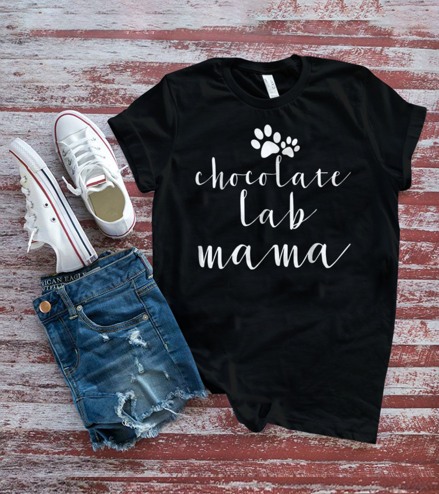 Chocolate Lab Mama Paw Print T-Shirt