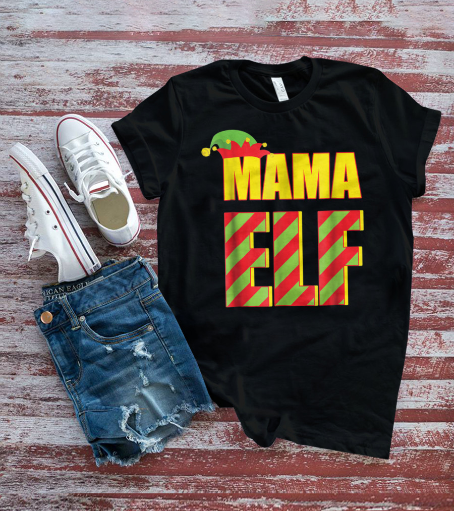Mama Elf Christmas Family Matching Fun Women T-Shirt