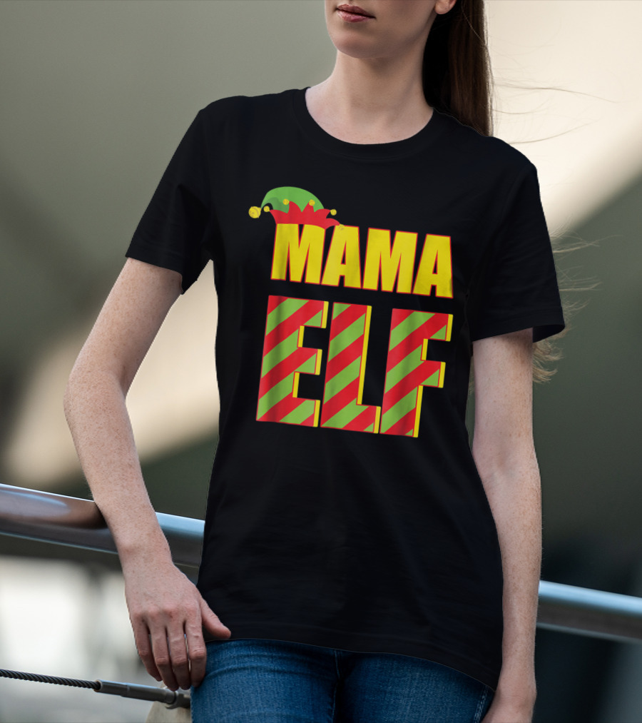Mama Elf Christmas Family Matching Fun Women T-Shirt