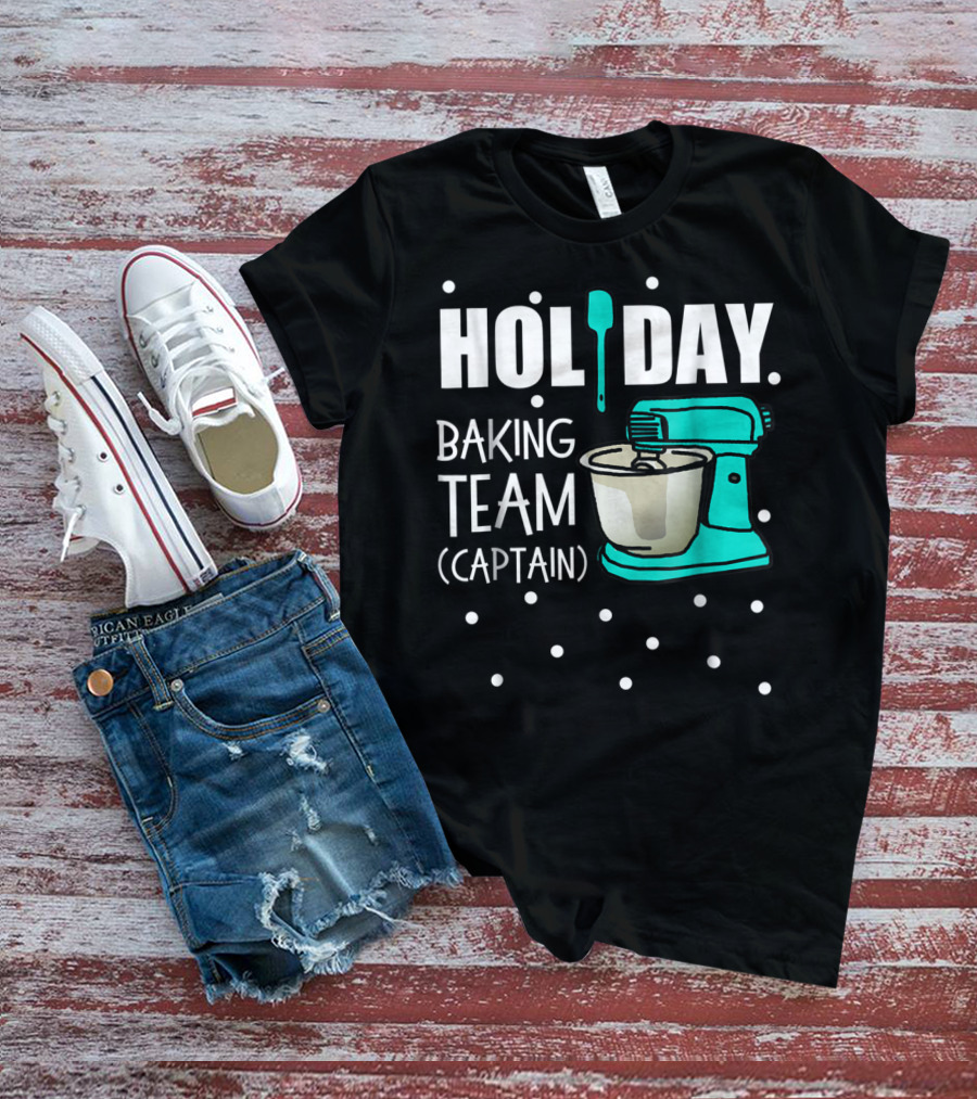 Holiday Baking Team Captain Mixer Snow Dots T-Shirt