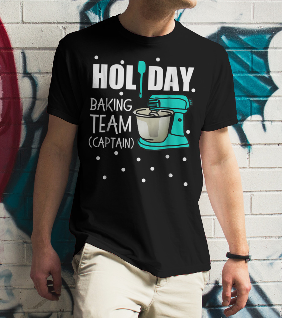 Holiday Baking Team Captain Mixer Snow Dots T-Shirt