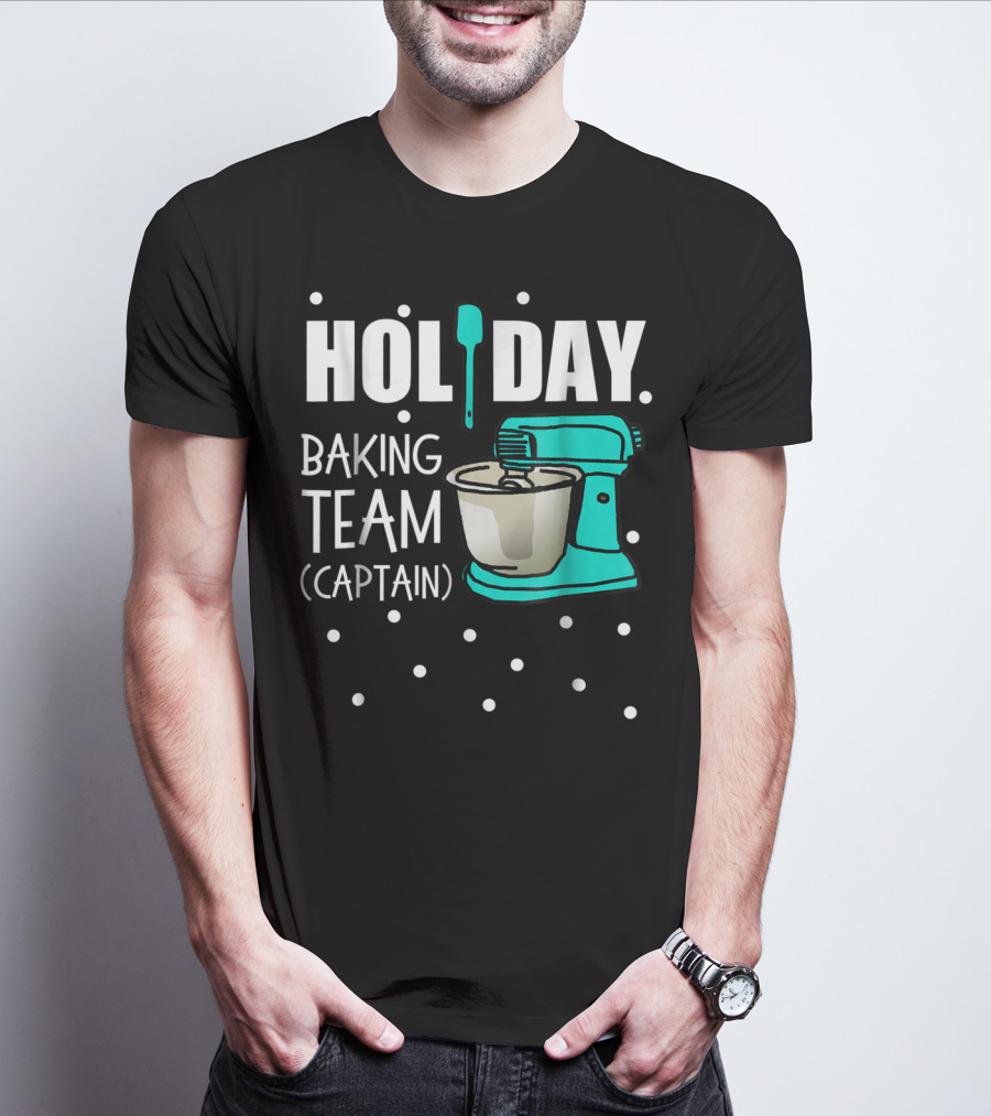 Holiday Baking Team Captain Mixer Snow Dots T-Shirt