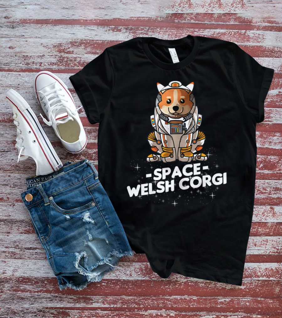 Space Welsh Corgi Christmas Suit Dog T-Shirt