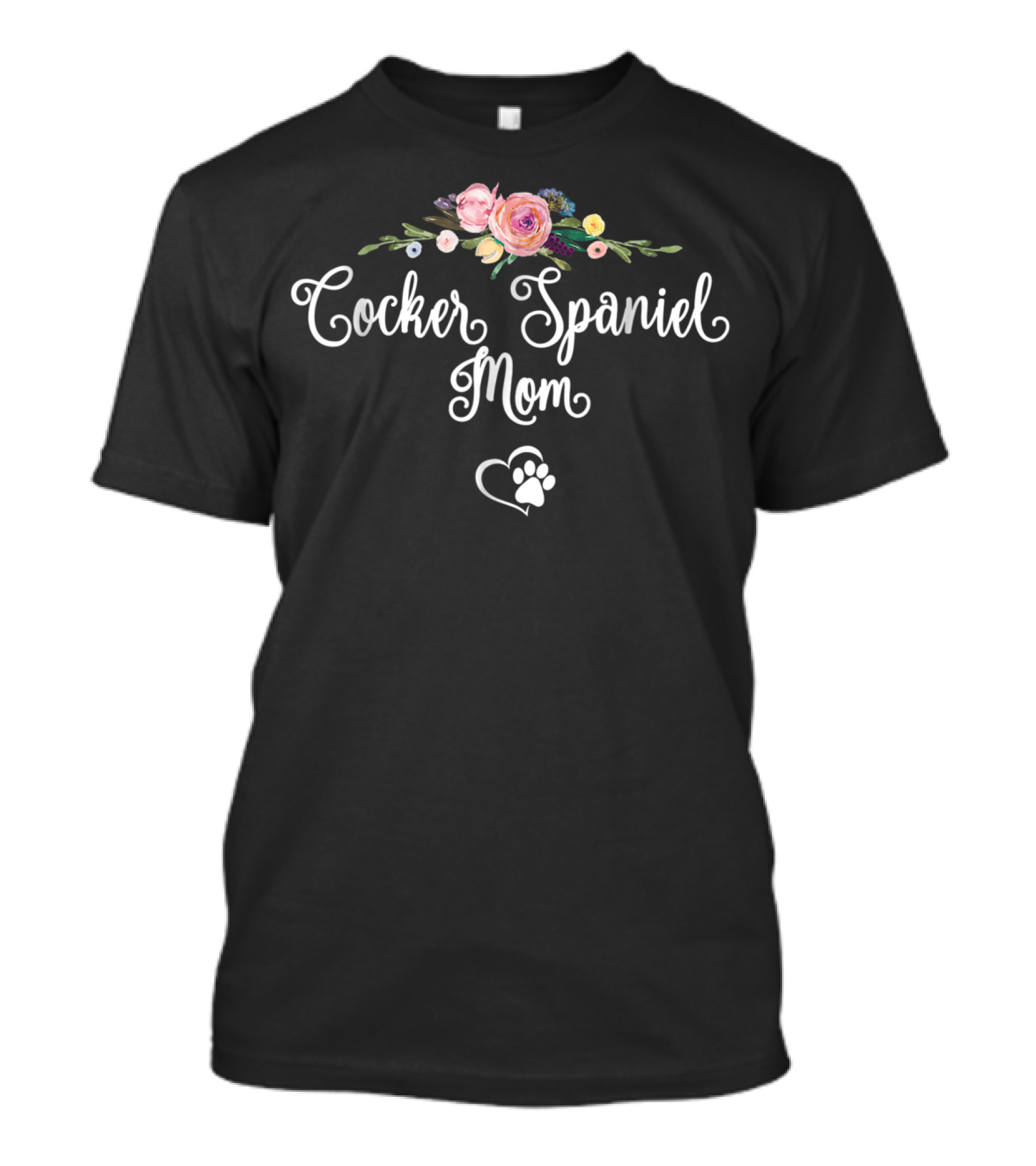 Cocker Spaniel Mom Floral Paw Heart T-Shirt