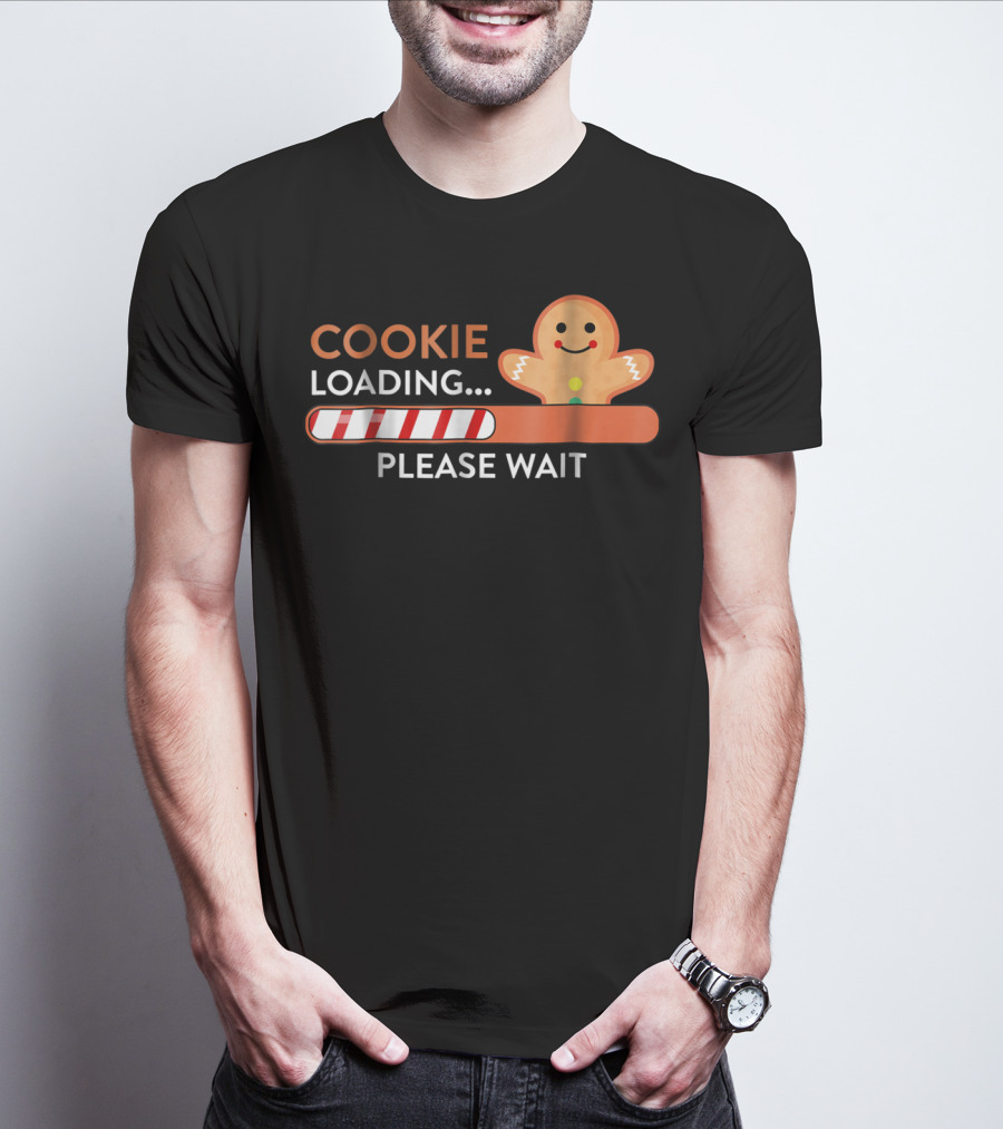 Cookie Loading Please Wait Christmas Funny Pregnant Mom Gingerbread Holiday T-Shirt