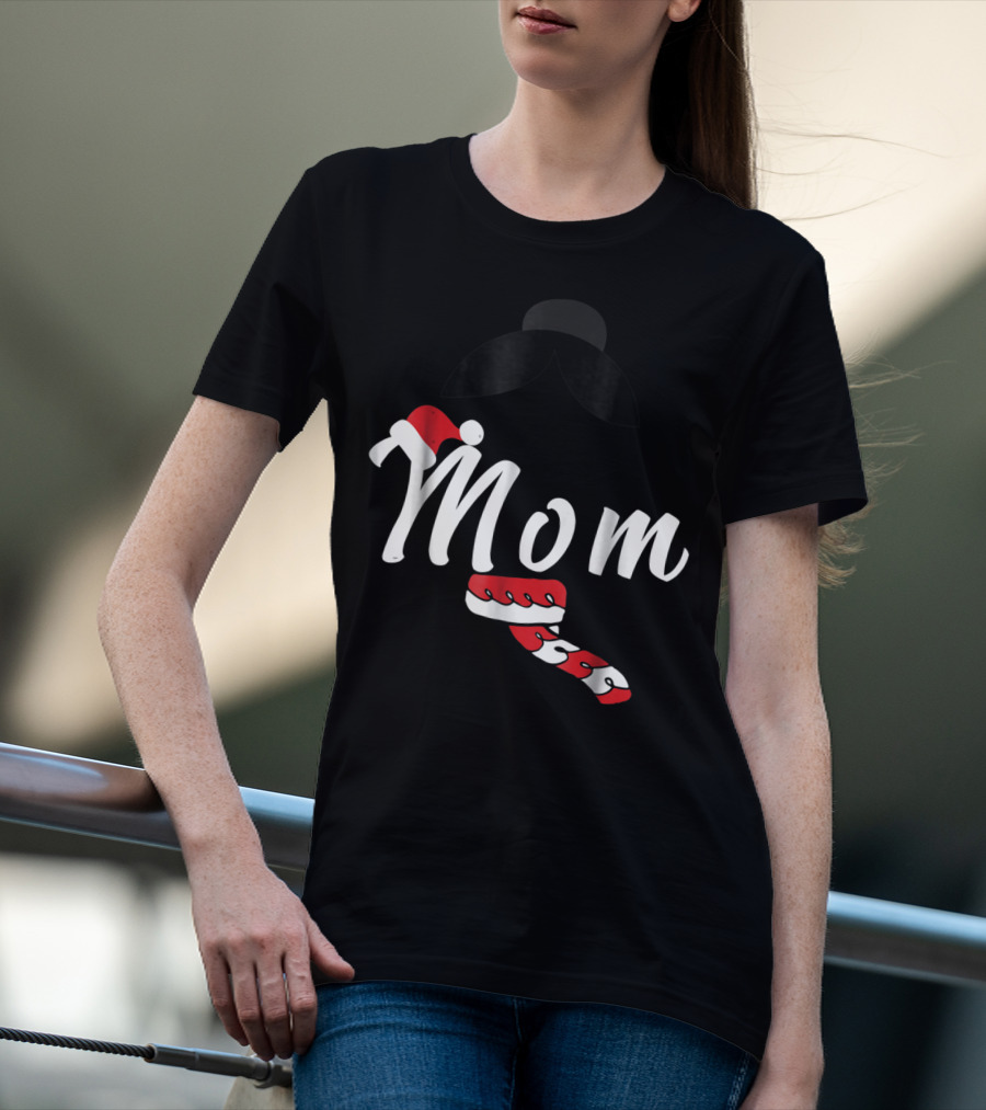 Cool Mom Christmas Santa Hat Candy Cane Family Matching Holiday T-Shirt