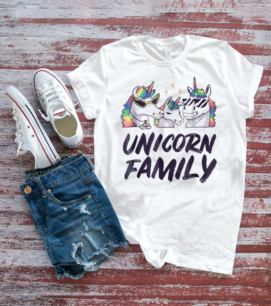 Cool Unicorn Family Colorful Son Daughter T-Shirt