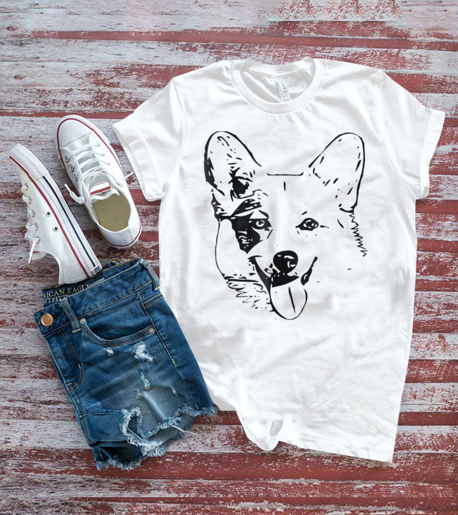 Corgi Face Dog Mom Or Dad Black T-Shirt