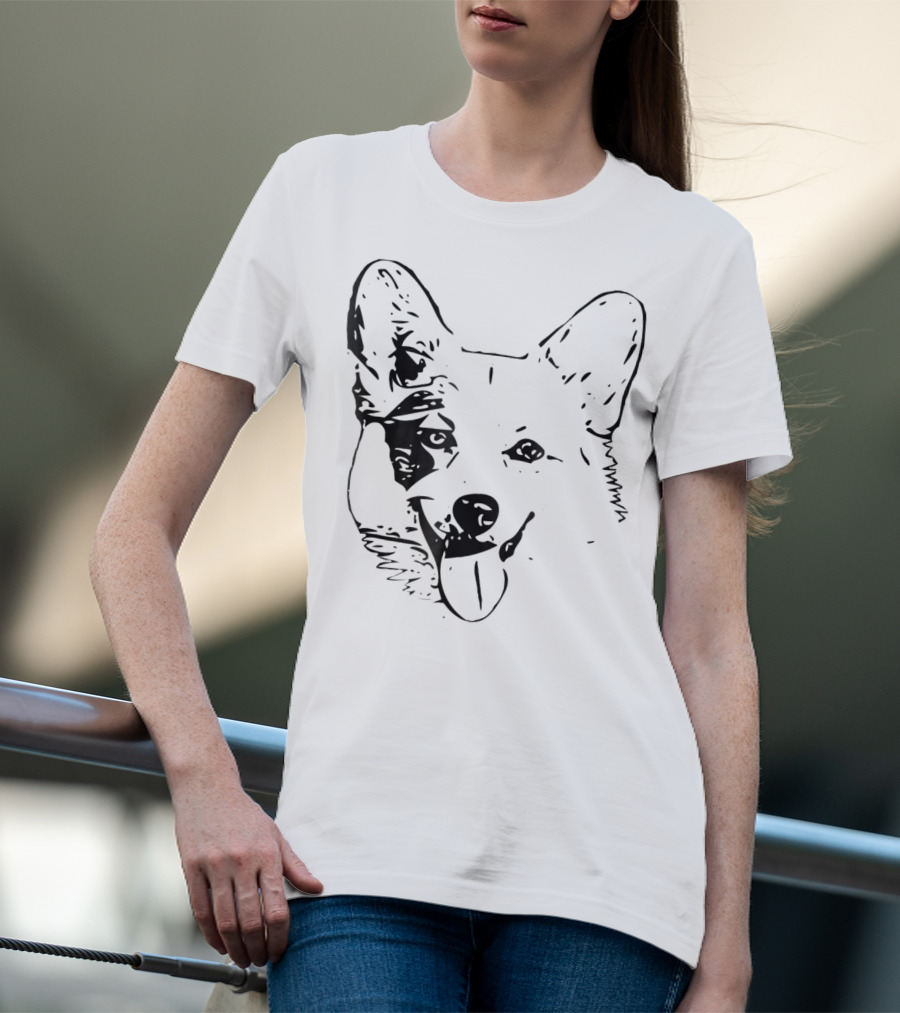 Corgi Face Dog Mom Or Dad Black T-Shirt