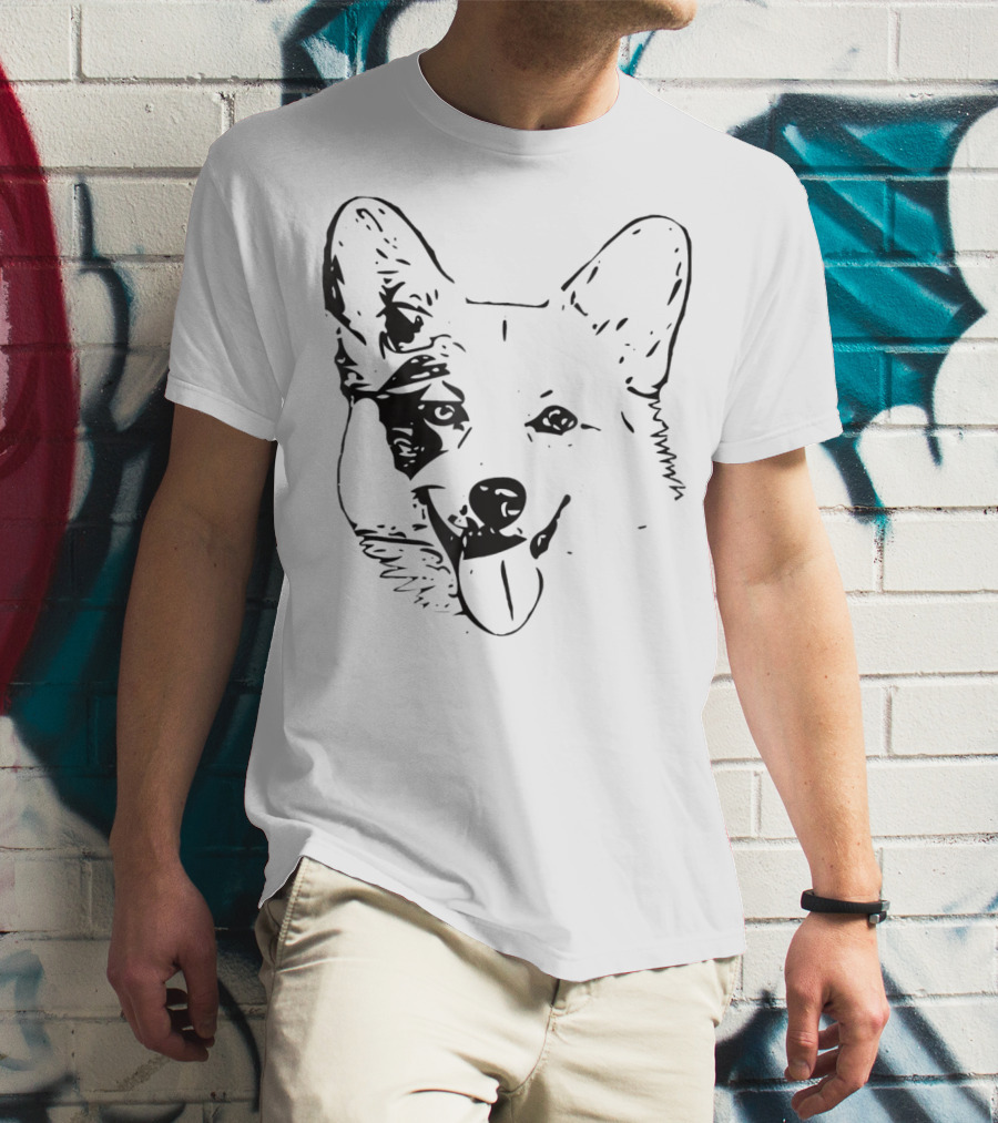 Corgi Face Dog Mom Or Dad Black T-Shirt