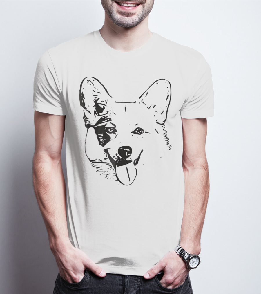 Corgi Face Dog Mom Or Dad Black T-Shirt