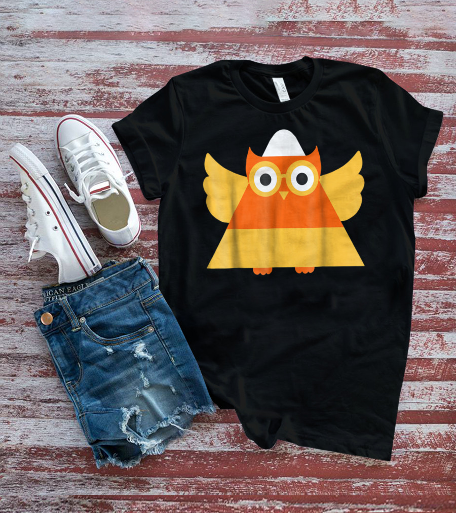 Cute Candy Corn Owl Halloween Costume Mom Matching T-Shirt