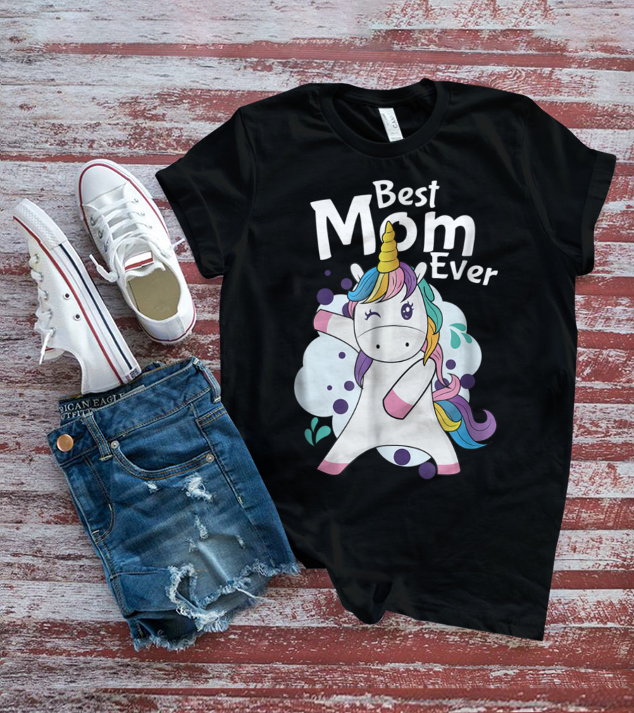 Best Mom Ever Cute Dancing Rainbow Unicorn T-Shirt