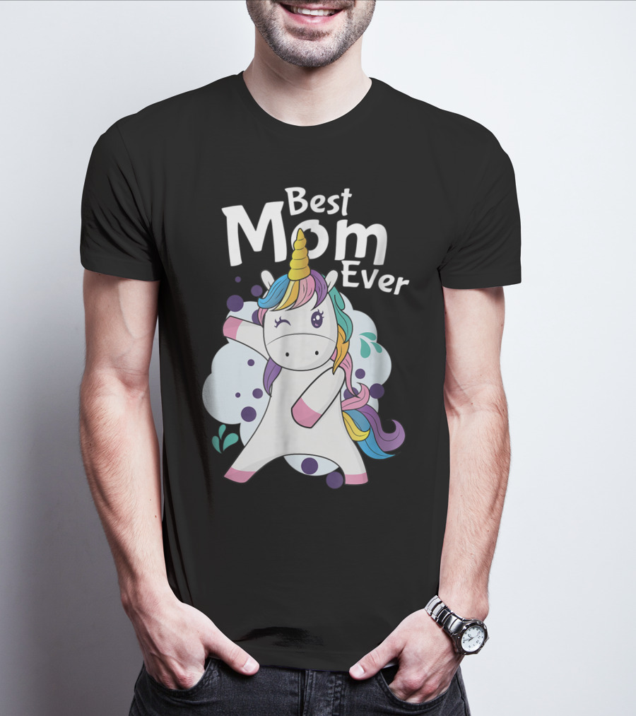 Best Mom Ever Cute Dancing Rainbow Unicorn T-Shirt