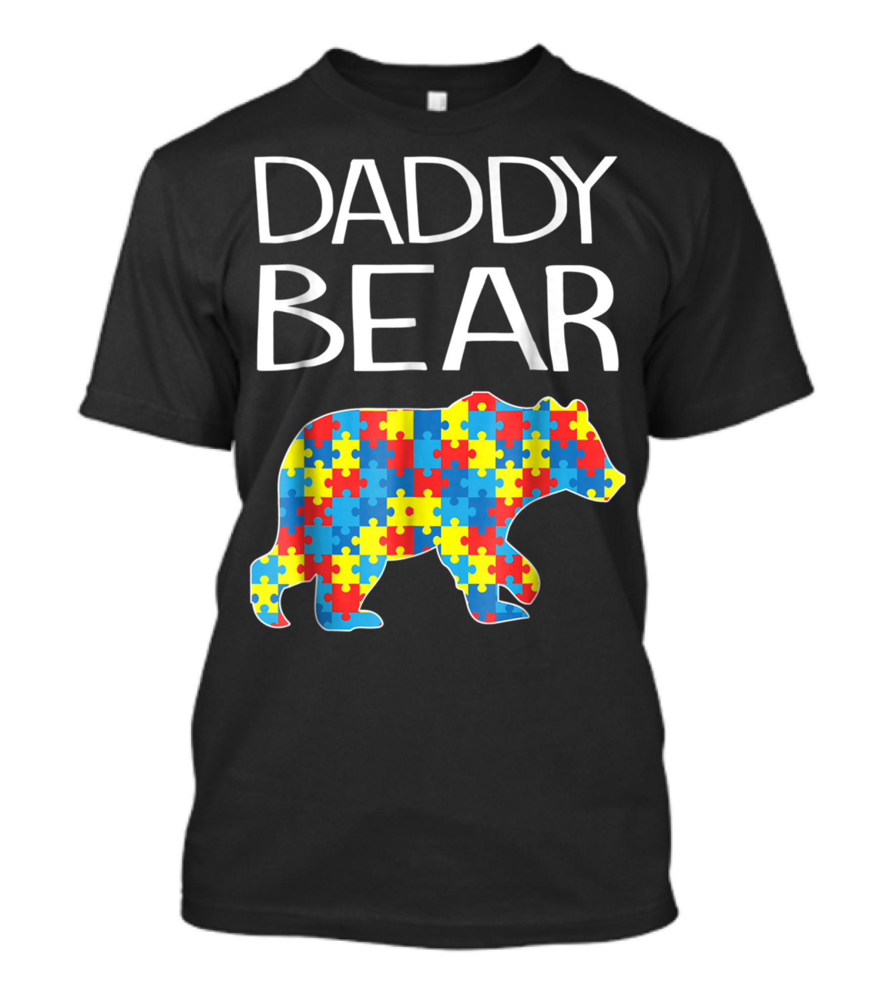 Daddy Bear Autism Puzzle Pattern Child Dad T-Shirt