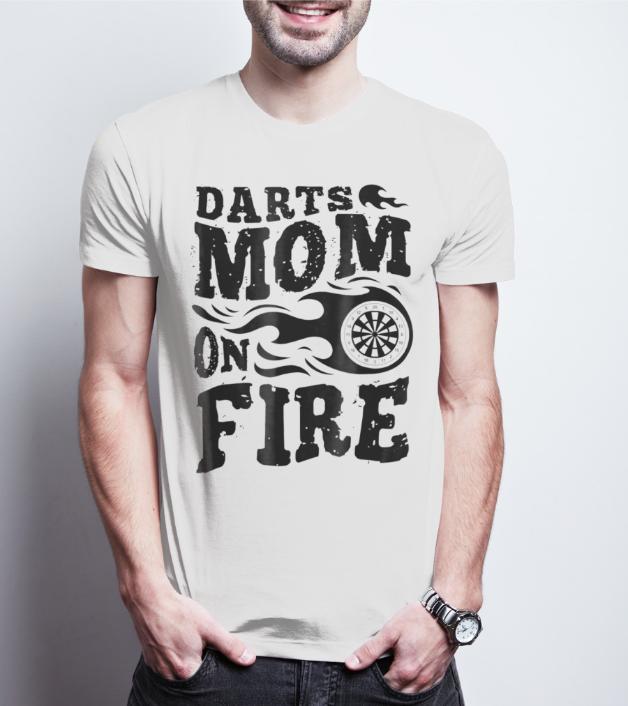 Darts Mom On Fire Ladies Sport Fan Dartboard Flame T-Shirt