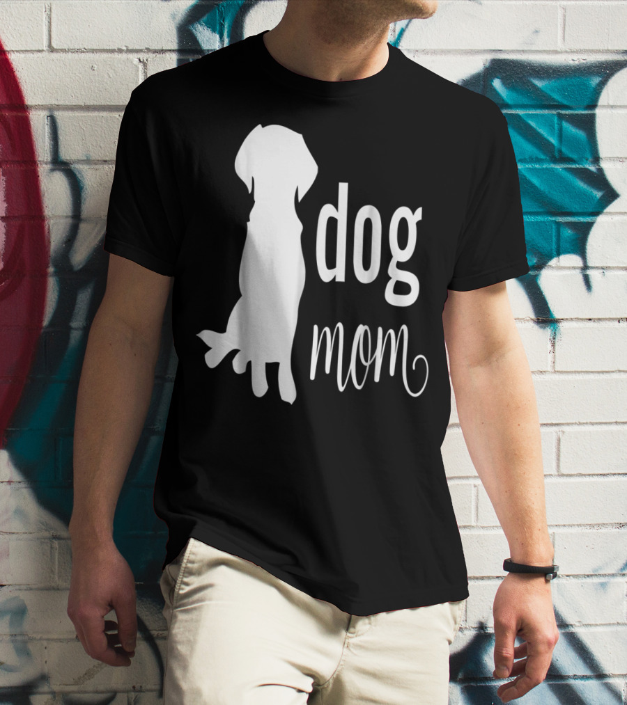 Dog Mom Silhouette White Dog Mom T-Shirt