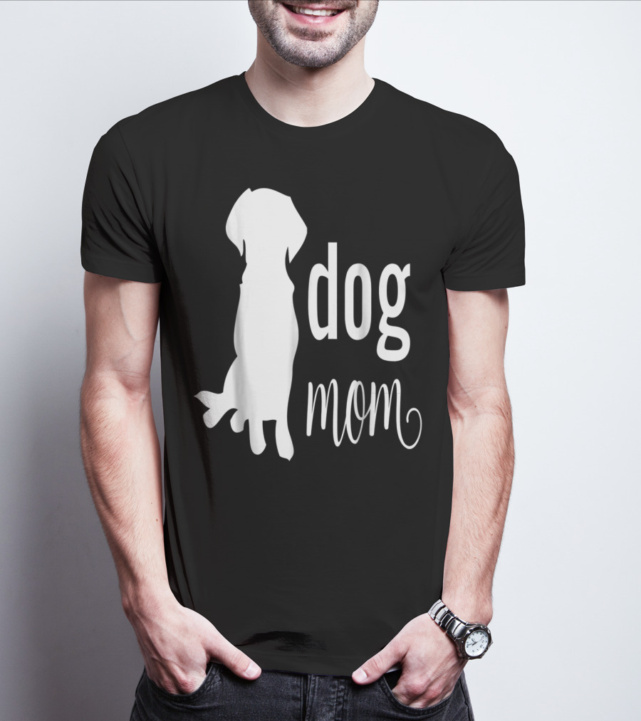 Dog Mom Silhouette White Dog Mom T-Shirt