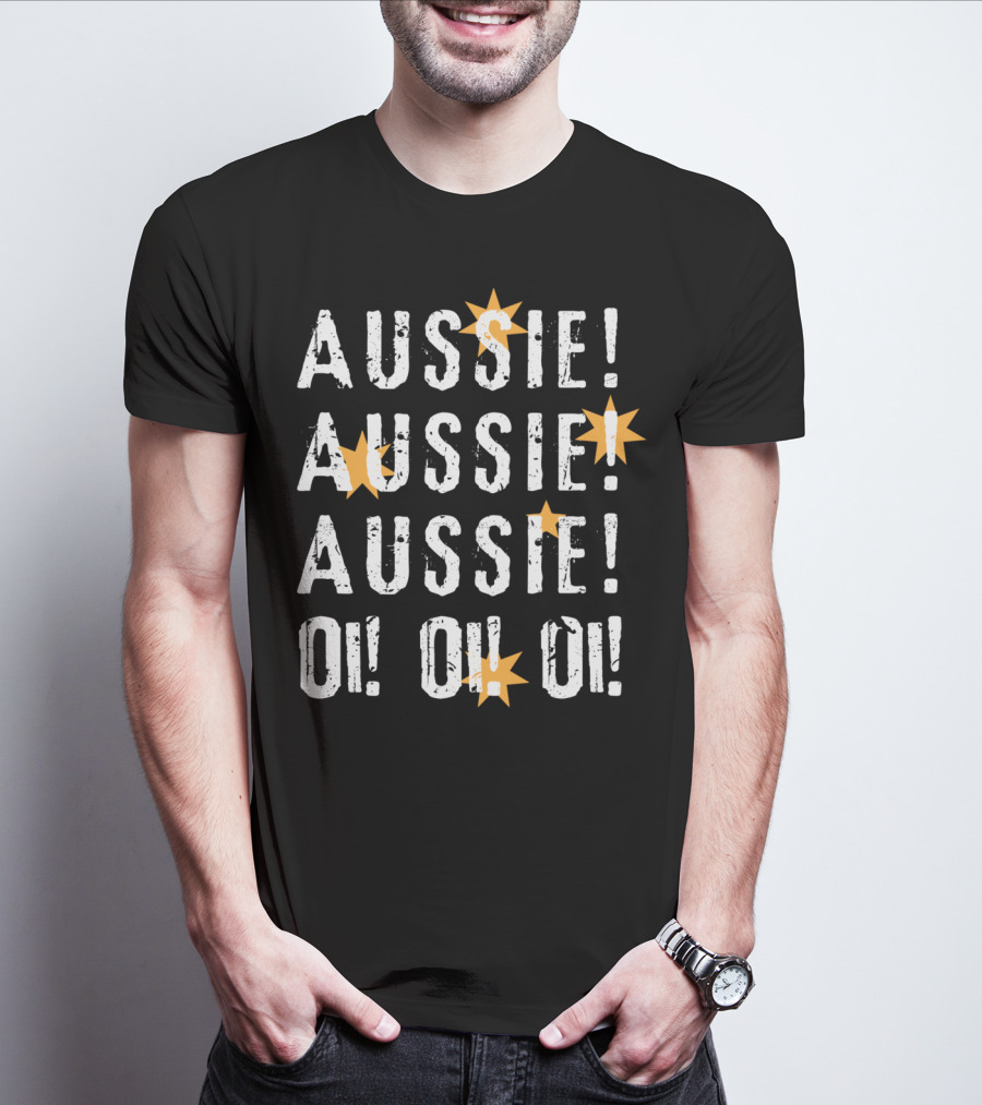 Aussie Aussie Aussie Oi Oi Oi Chant With Southern Cross Stars T-Shirt