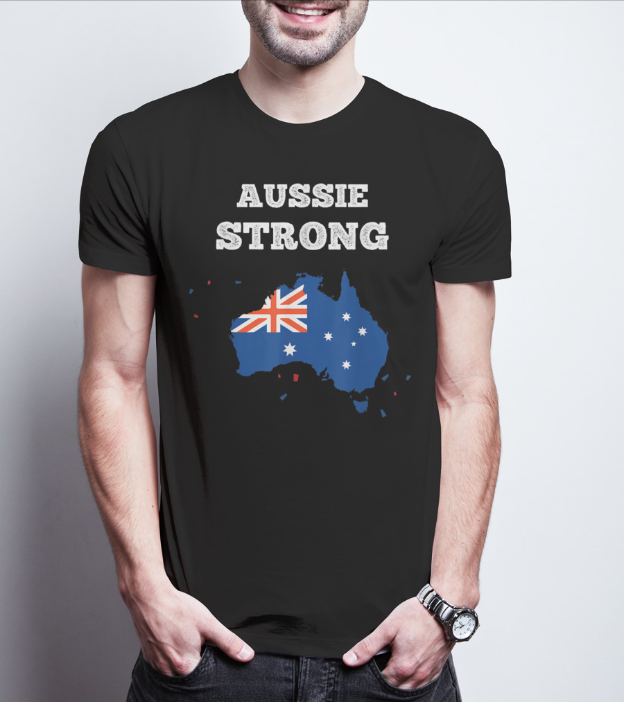 Aussie Strong Australian Flag Map Support Australia T-Shirt