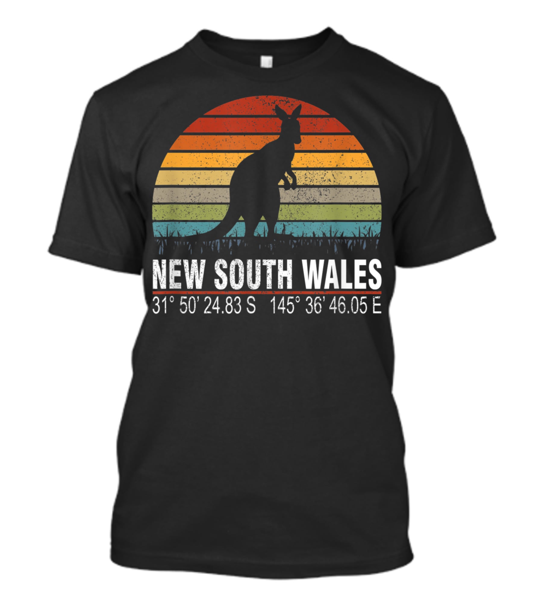 New South Wales Kangaroo Vintage Distressed Coordinates T-Shirt