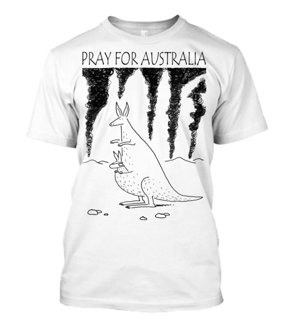 Pray For Australia Kangaroo Mother And Baby With Dark Smoke T-Shirt
