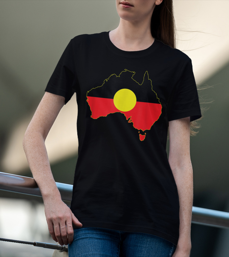 Aboriginal Flag Incorporated Map Of Australia T-Shirt