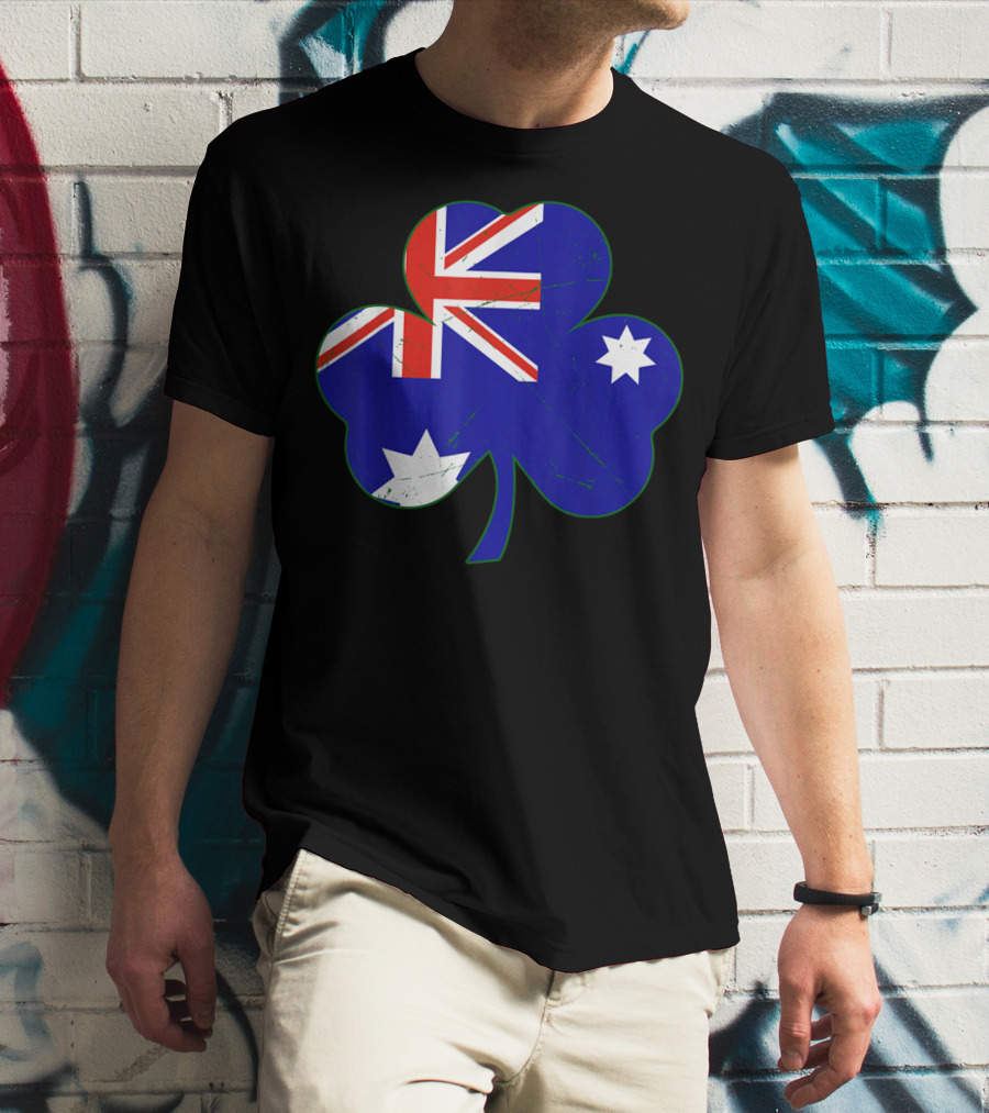 Australia Flag Irish Shamrock Emblem T-Shirt