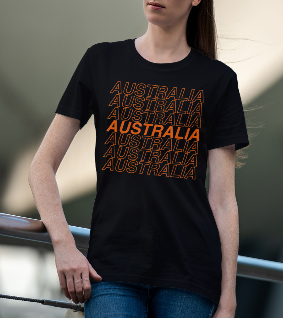 Classic Australia Stacked Text Design Repeated T-Shirt