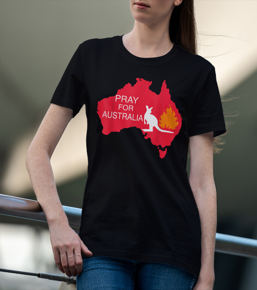 Pray For Australia Kangaroo Fire Map T-Shirt