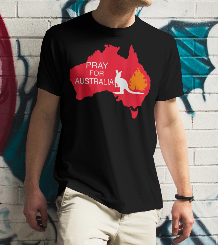 Pray For Australia Kangaroo Fire Map T-Shirt