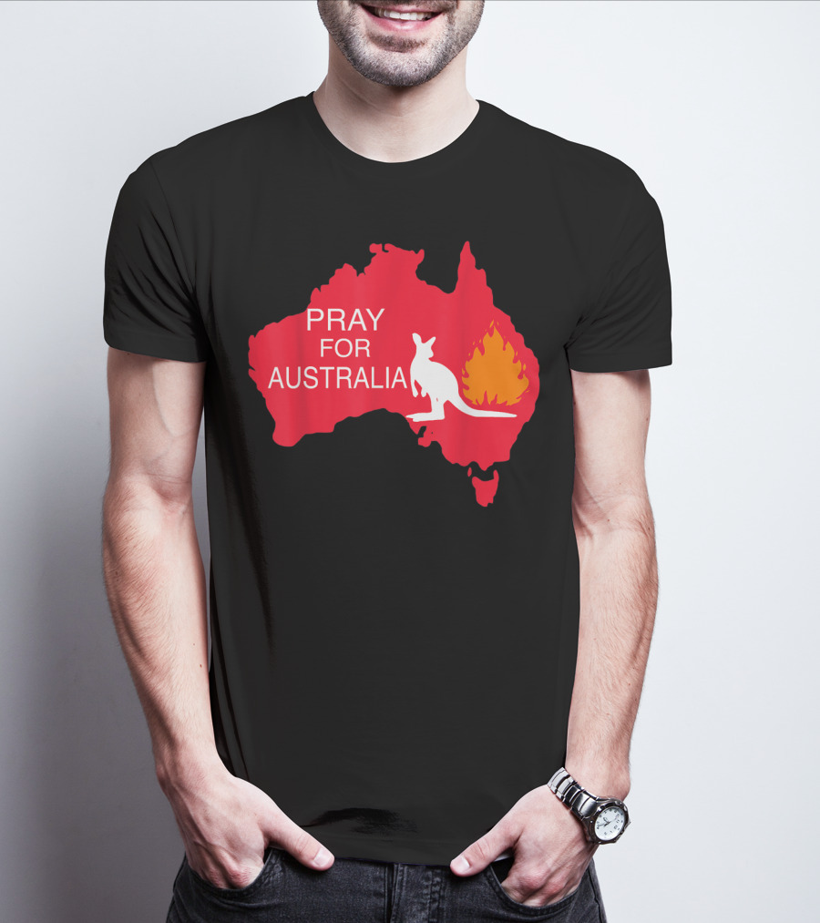 Pray For Australia Kangaroo Fire Map T-Shirt