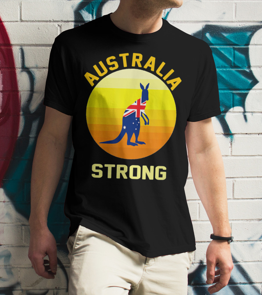 Australia Strong Retro Sun Kangaroo Flag T-Shirt