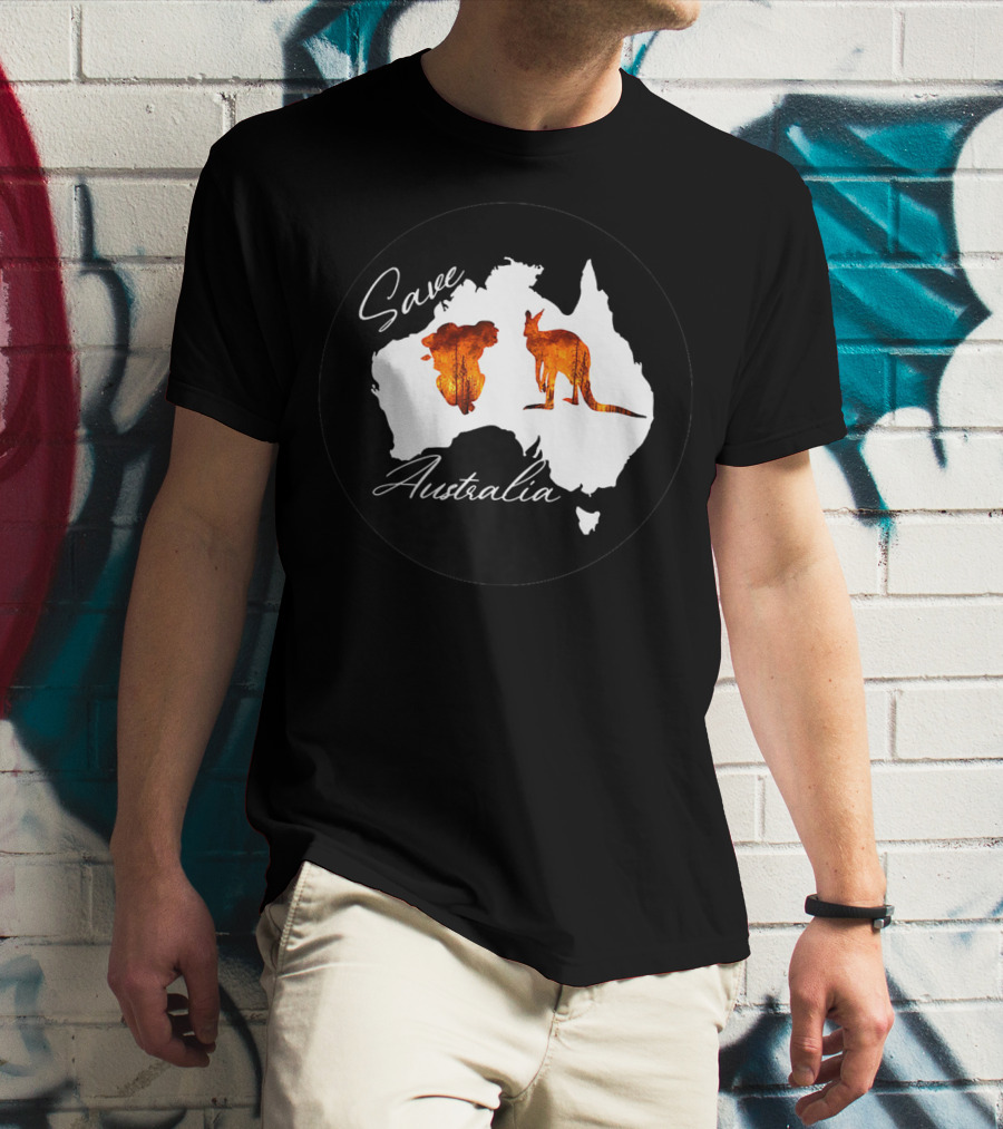 Save Australia Kangaroo And Koala Silhouette Forest Protection T-Shirt