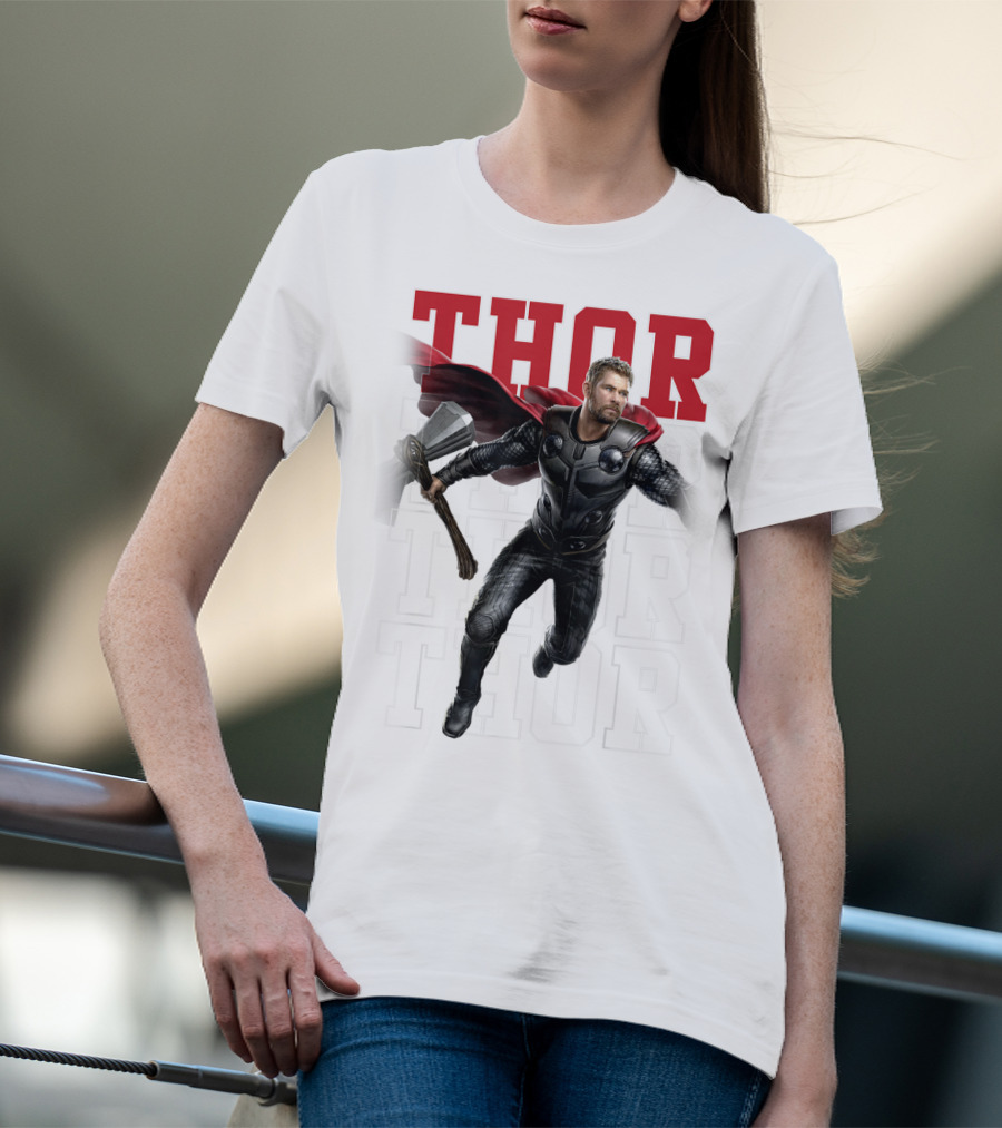Marvel Avengers Endgame Thor Text Overlay Pose T-Shirt