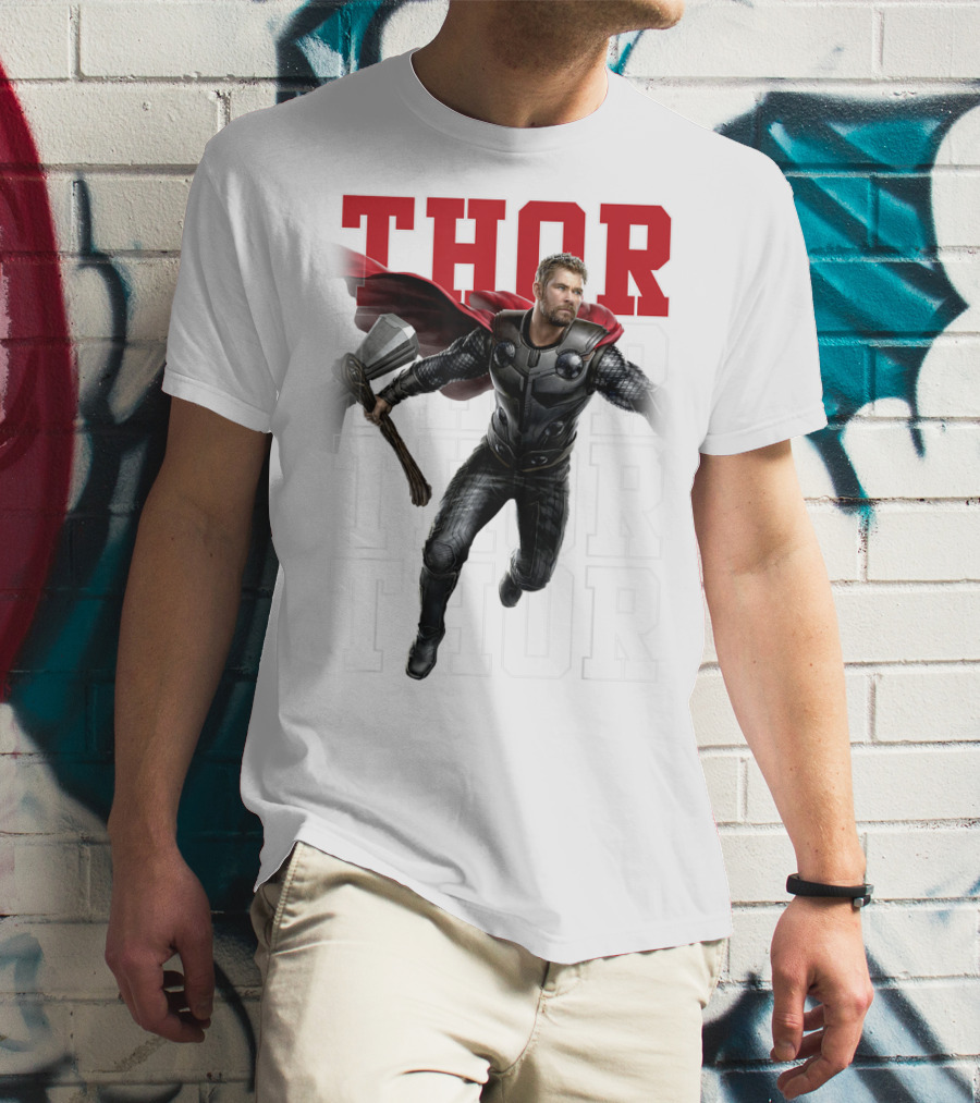 Marvel Avengers Endgame Thor Text Overlay Pose T-Shirt