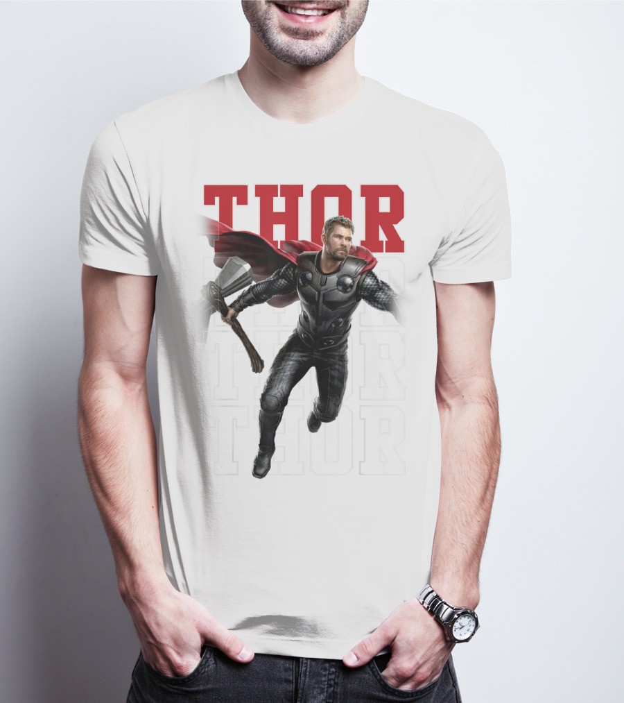 Marvel Avengers Endgame Thor Text Overlay Pose T-Shirt